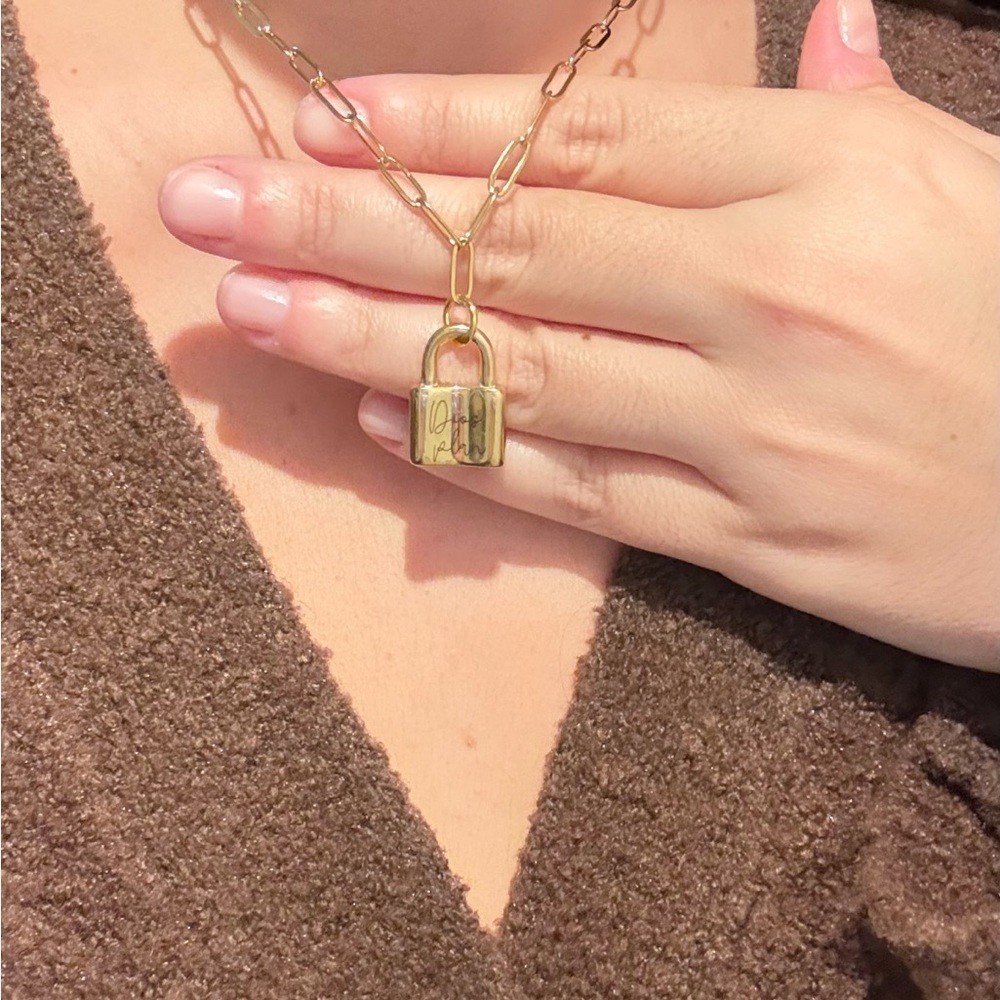 Gold Lock Pendant Necklace